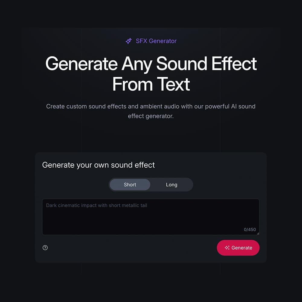 Slooply SFX Generator product preview for startup listing on Aura++