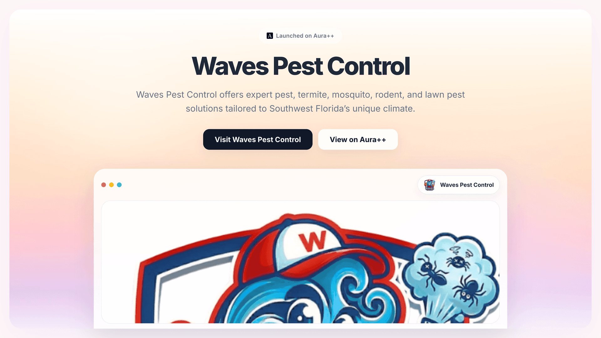 Waves Pest Control launch story featured image on Aura++