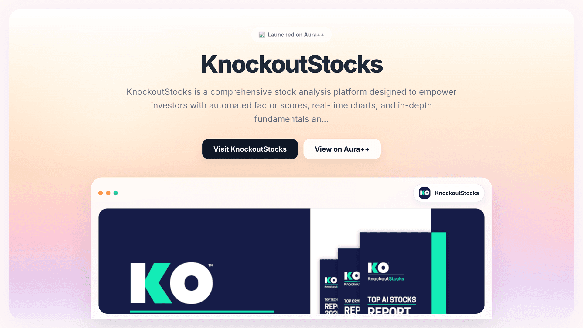 KnockoutStocks launch story featured image on Aura++