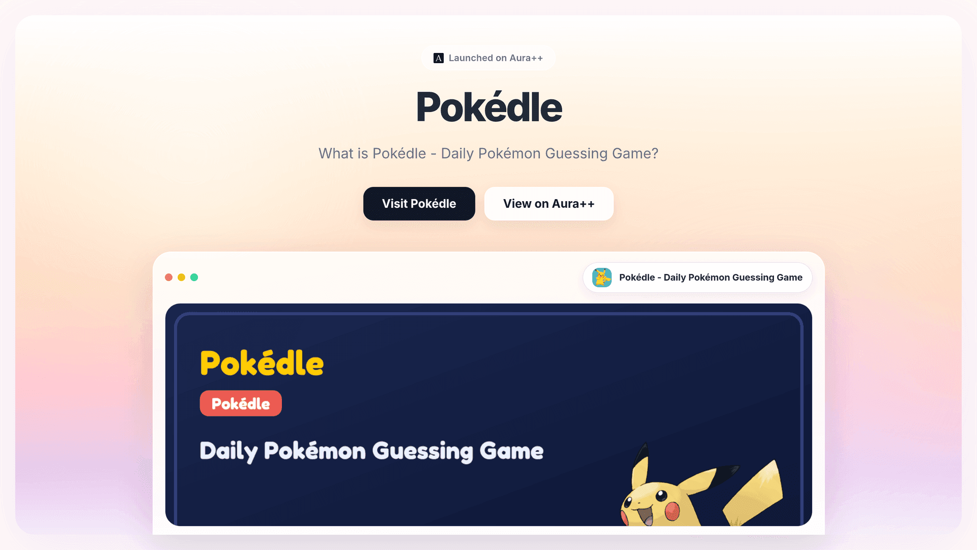 Pokédle - Daily Pokémon Guessing Game launch story featured image on Aura++