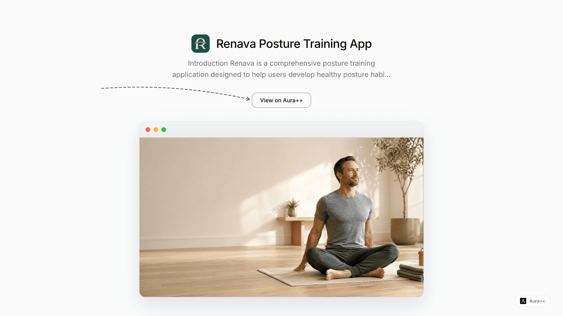 Renava Posture Training App launch story featured image on Aura++