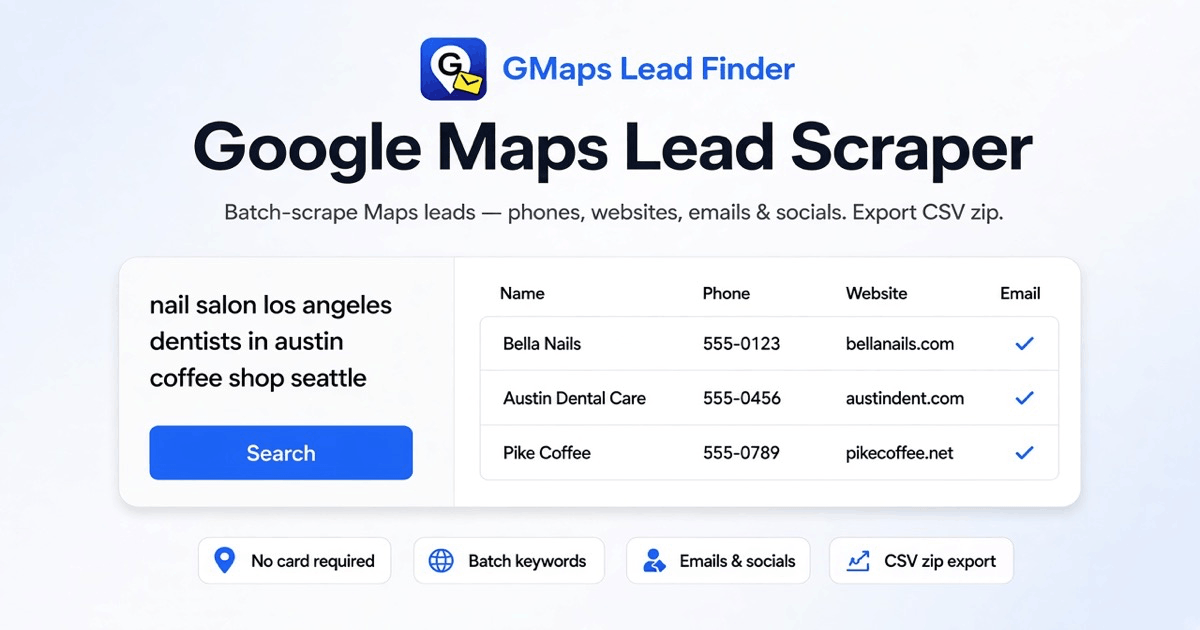 Google Maps Lead Scraper product preview for startup listing on Aura++