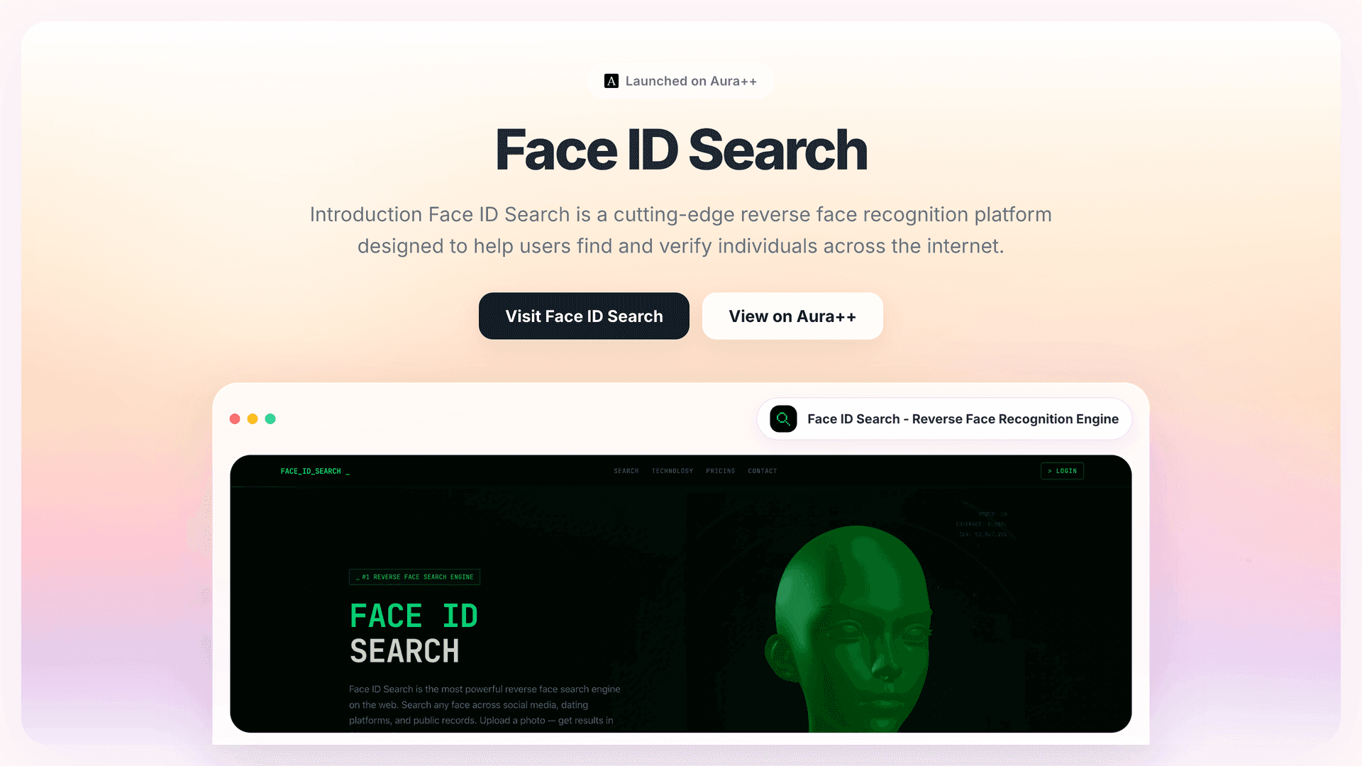 Face ID Search - Reverse Face Recognition Engine launch featured image on Aura++