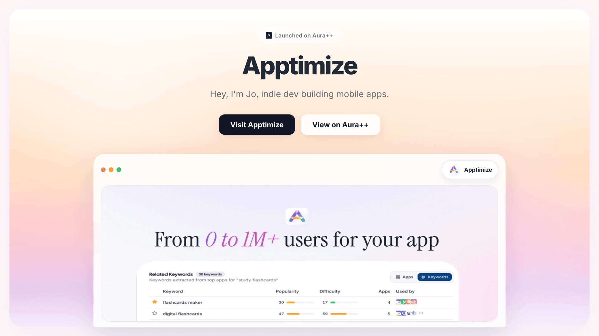Apptimize launch featured image on Aura++