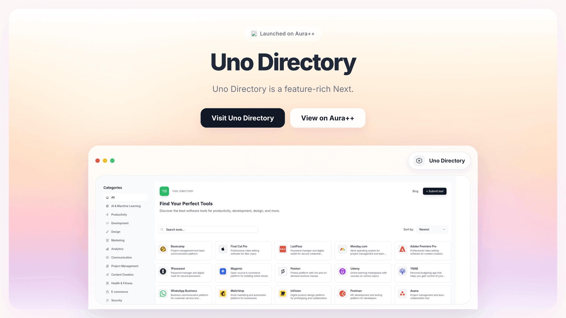 Uno Directory launch story featured image on Aura++