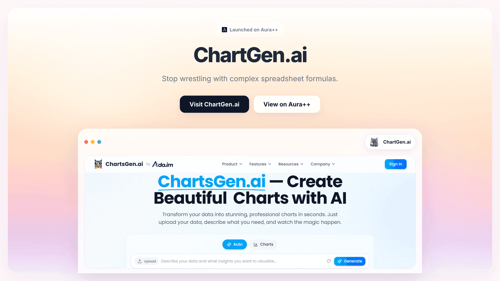 ChartGen.ai launch story featured image on Aura++