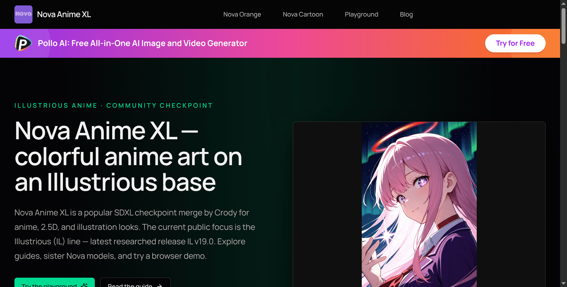 Nova Anime XL product preview for startup listing on Aura++