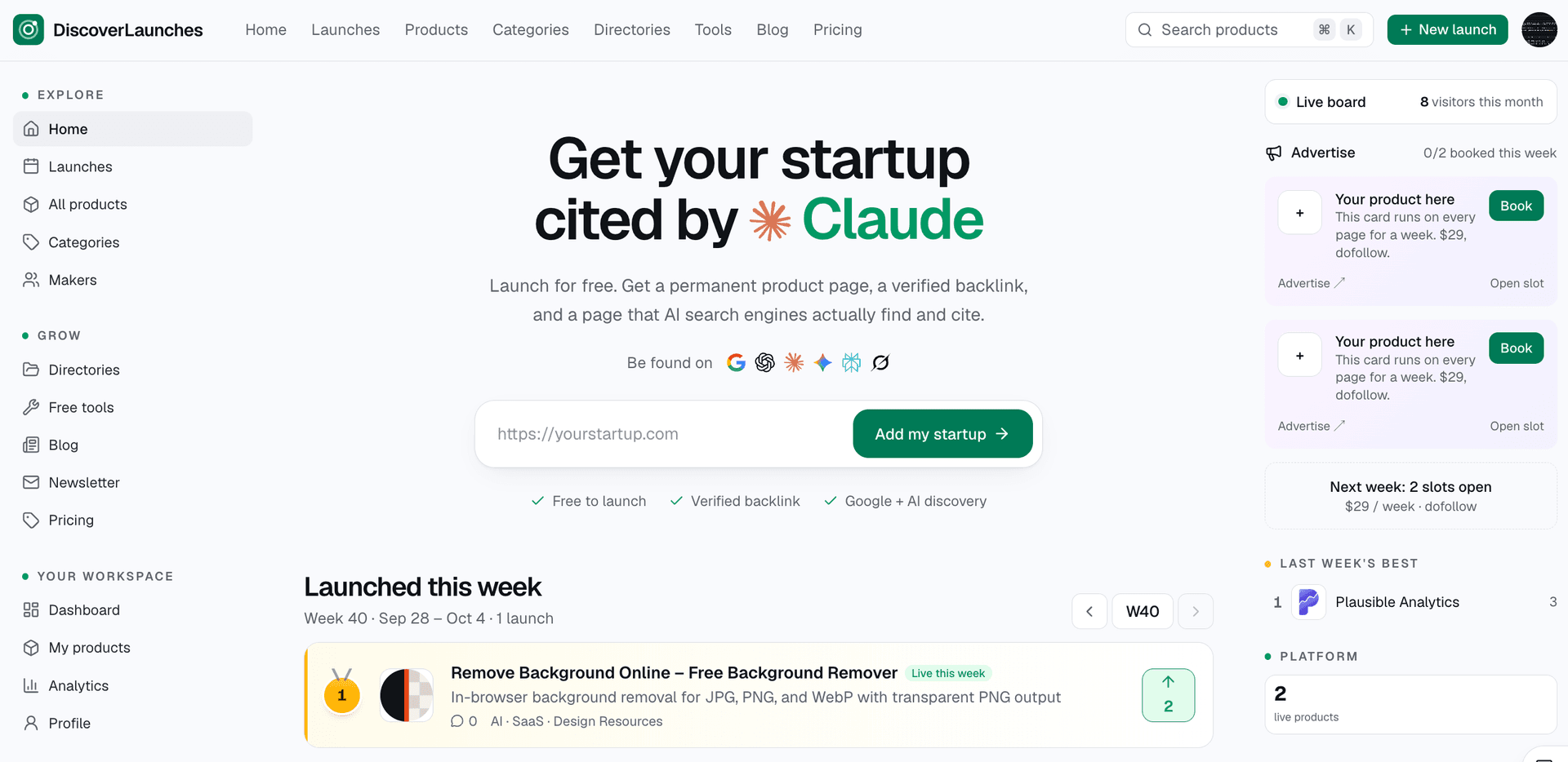 Weekly Launch Ledger for Indie Makers product preview for startup listing on Aura++