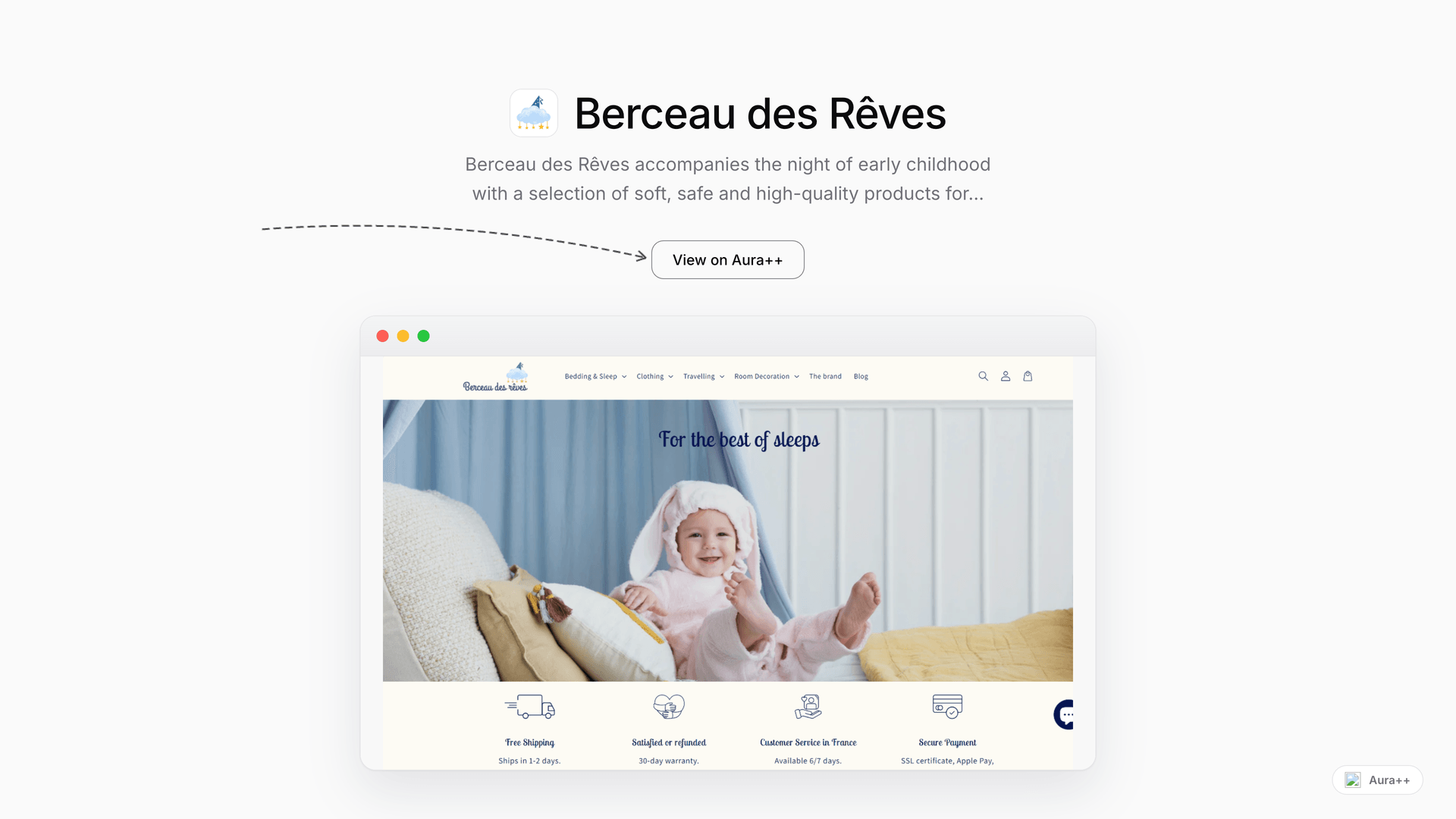 Berceau des Rêves launch story featured image on Aura++