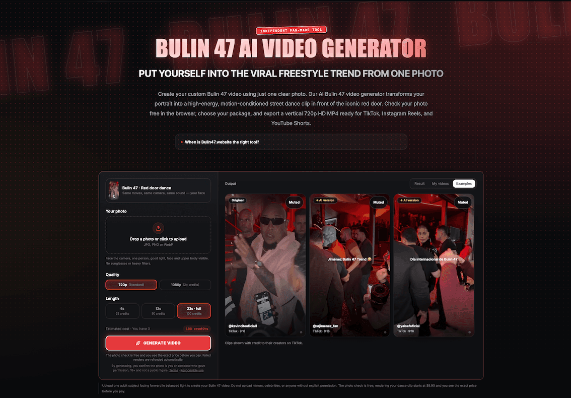 Bulin 47 AI Video Generator product preview for startup listing on Aura++