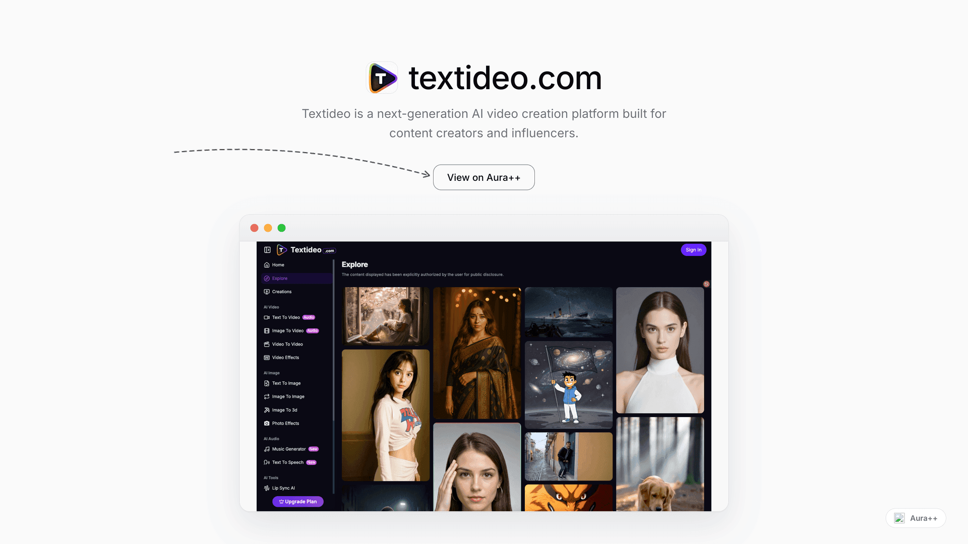 textideo.com launch story featured image on Aura++