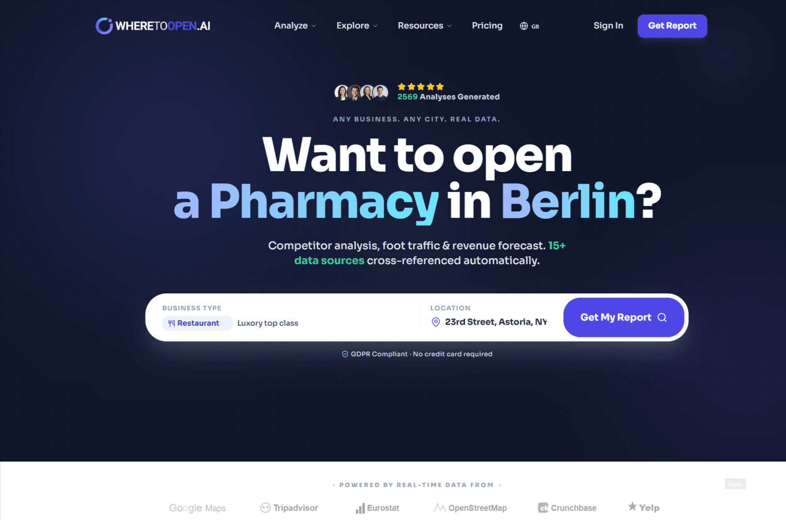 AI Location Intelligence Platform product preview for startup listing on Aura++