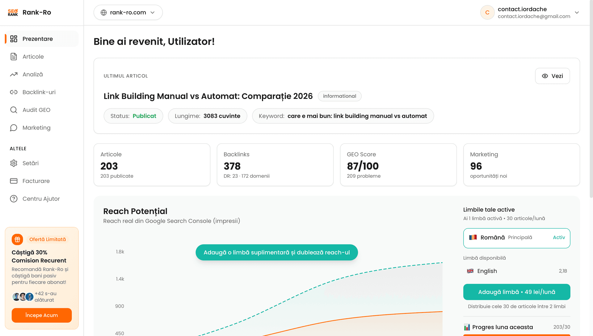 RankRO SEO product preview for startup listing on Aura++