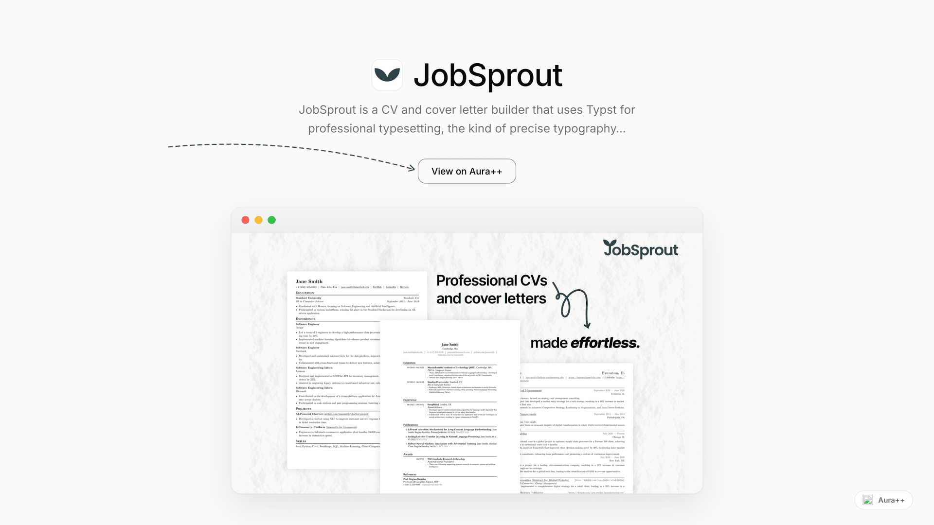 JobSprout launch featured image on Aura++