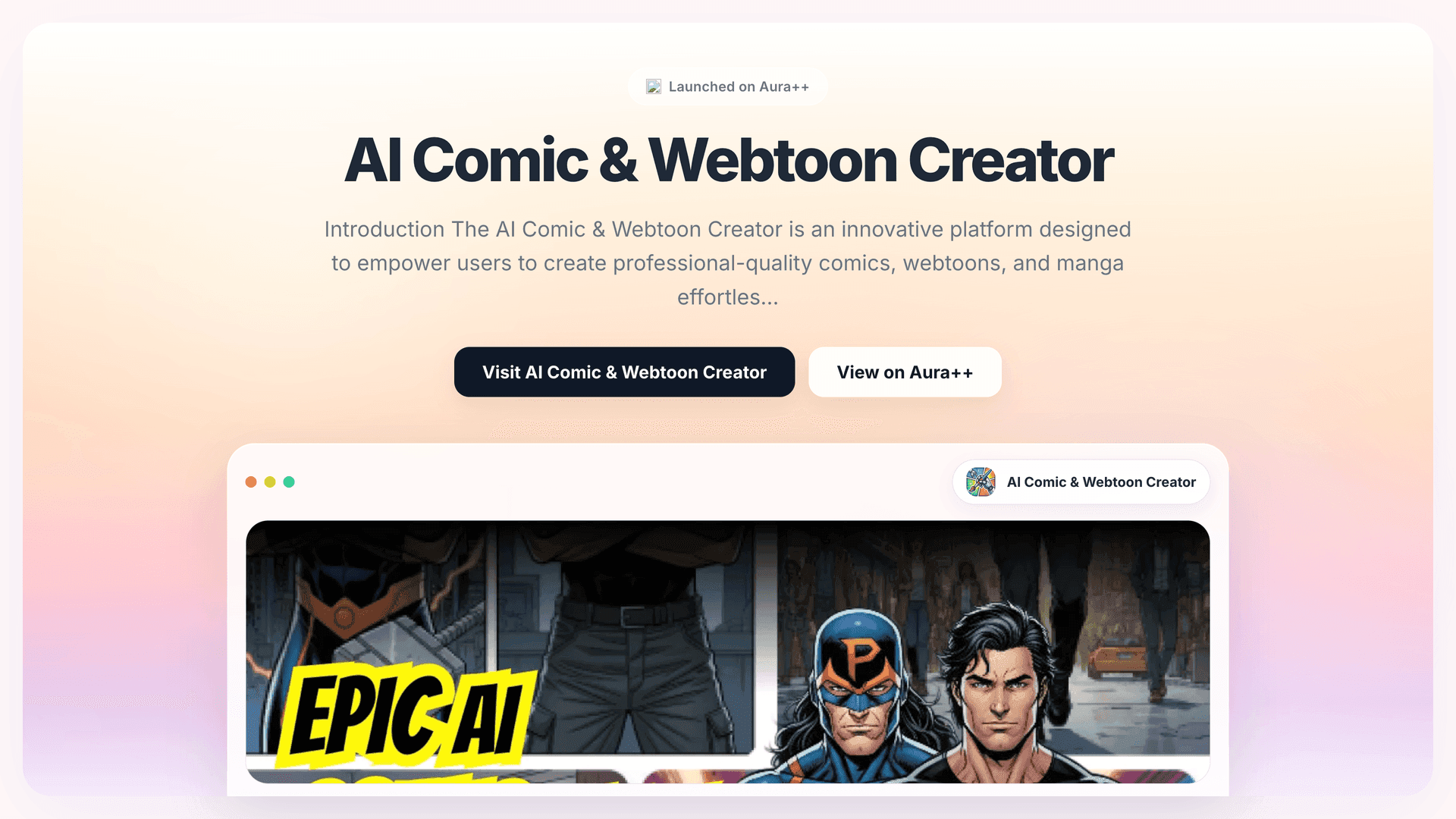 AI Comic & Webtoon Creator launch story featured image on Aura++