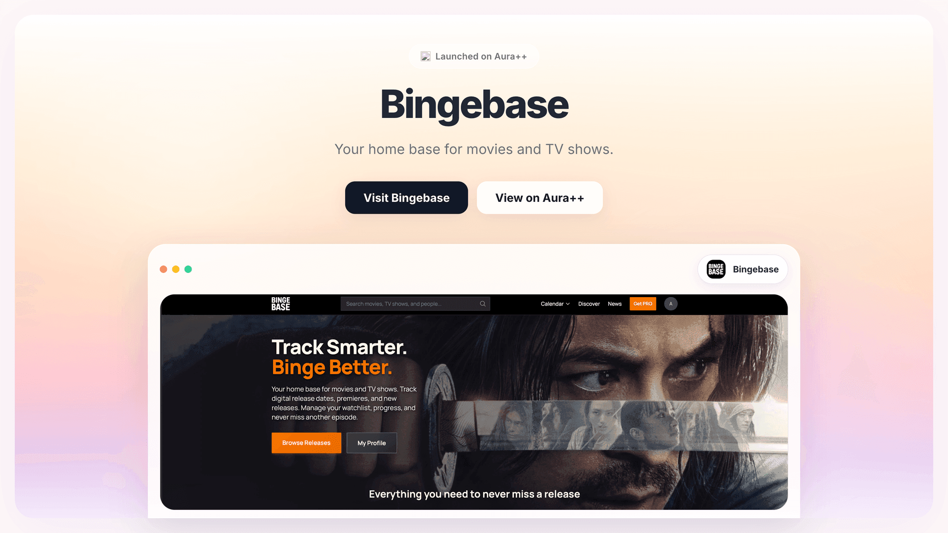 Bingebase launch story featured image on Aura++