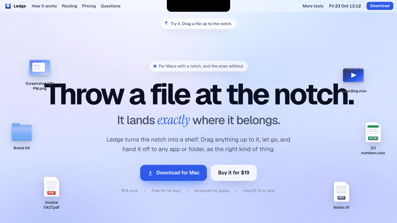 Ledge product preview for startup listing on Aura++