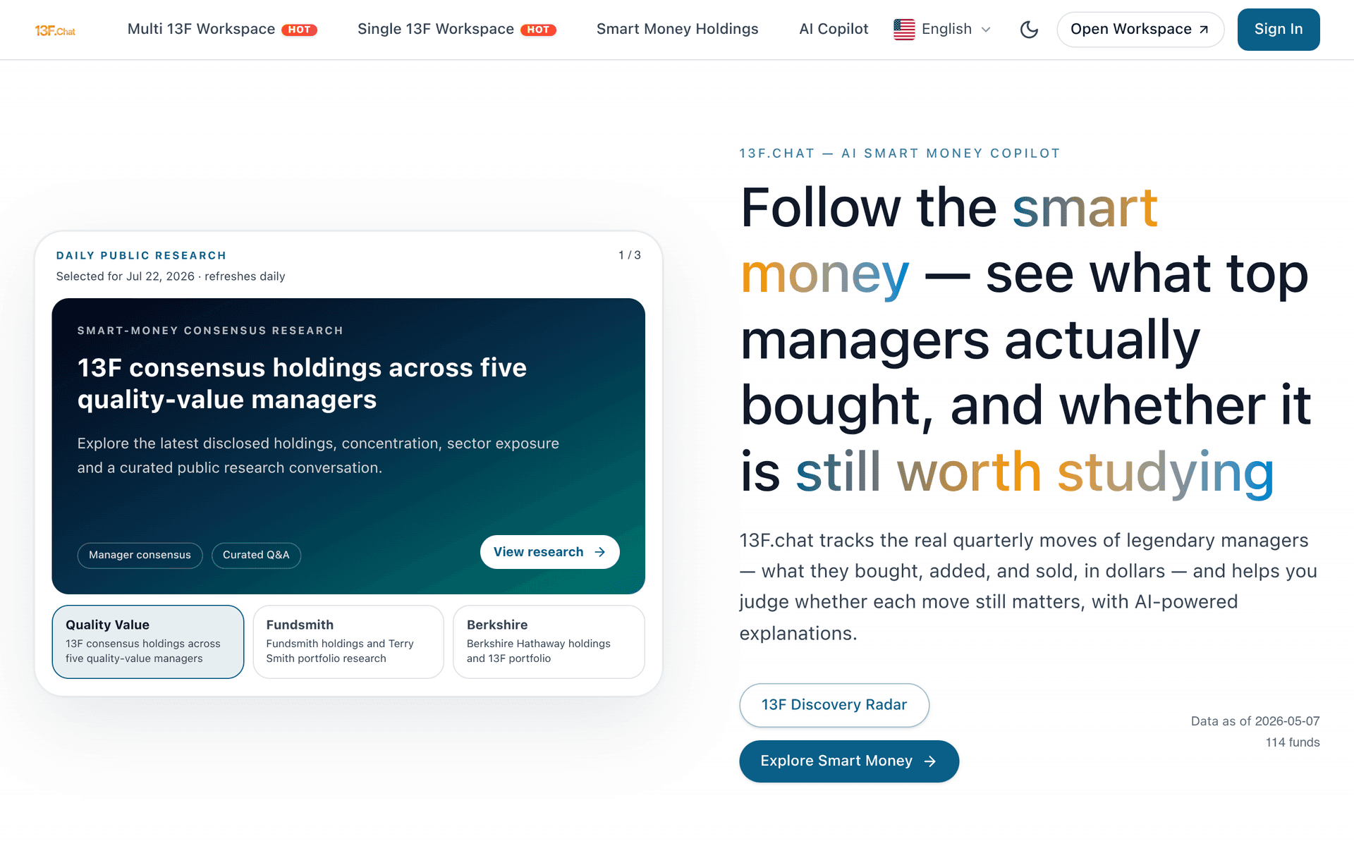 13F.chat product preview for startup listing on Aura++