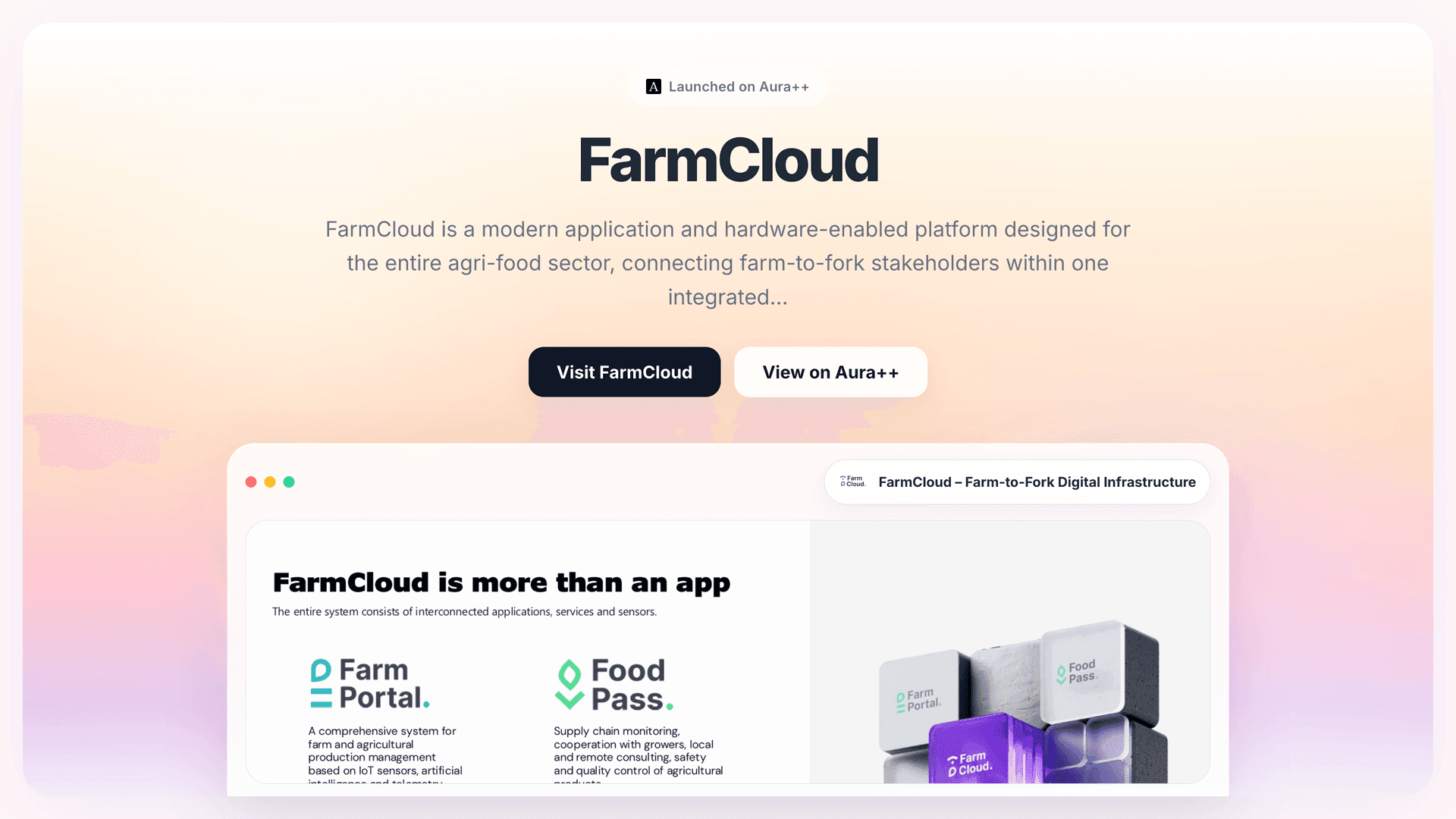 FarmCloud – Farm-to-Fork Digital Infrastructure launch story featured image on Aura++