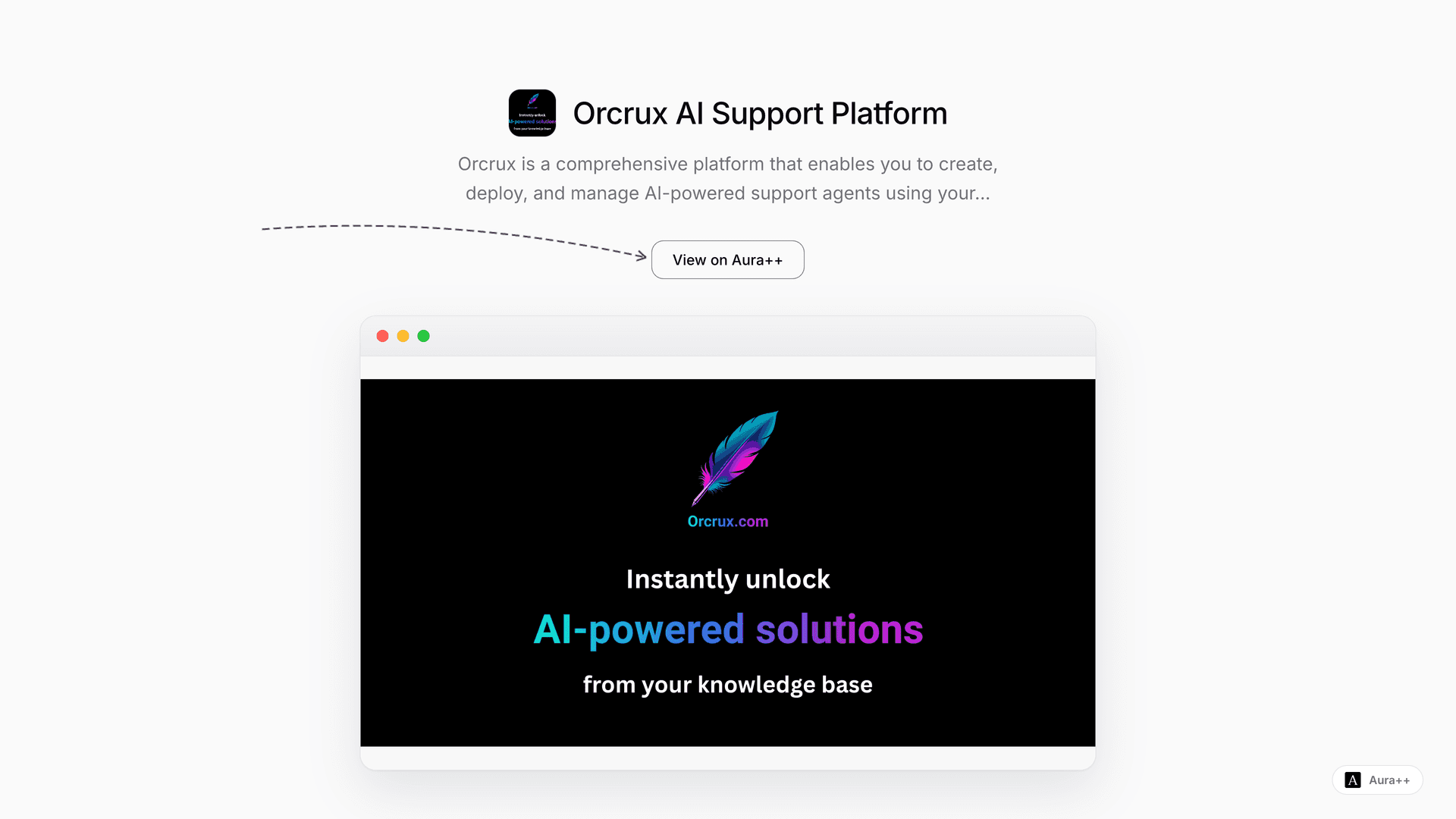 Orcrux AI Support Platform launch story featured image on Aura++