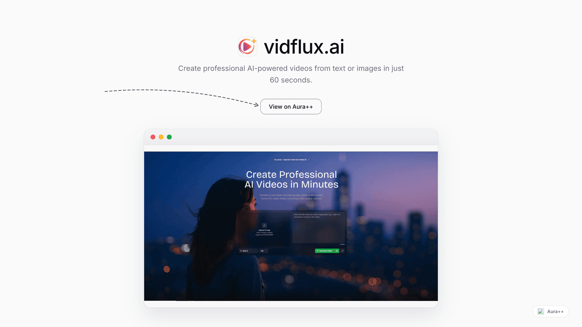 vidflux.ai launch featured image on Aura++