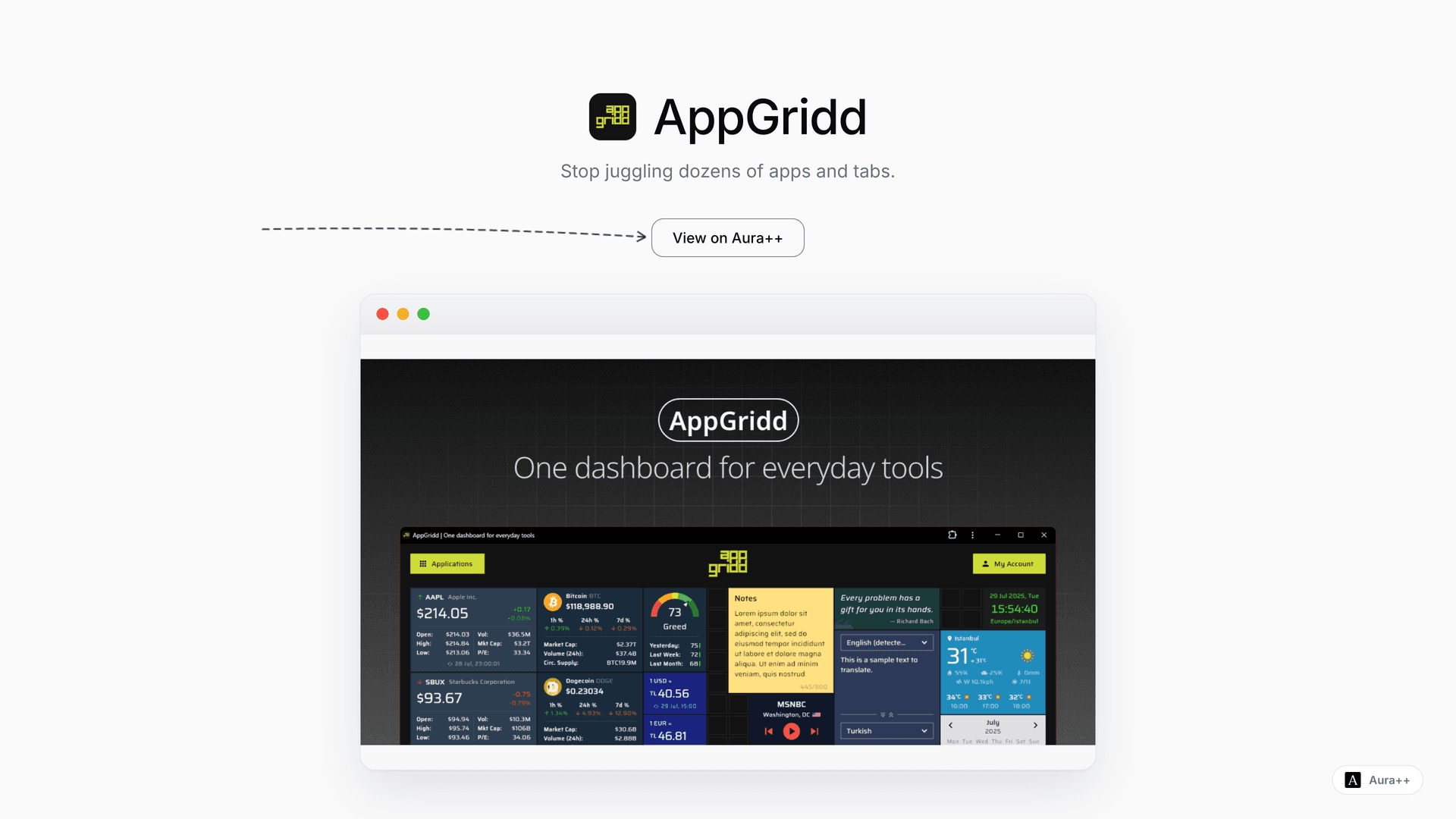 AppGridd launch story featured image on Aura++