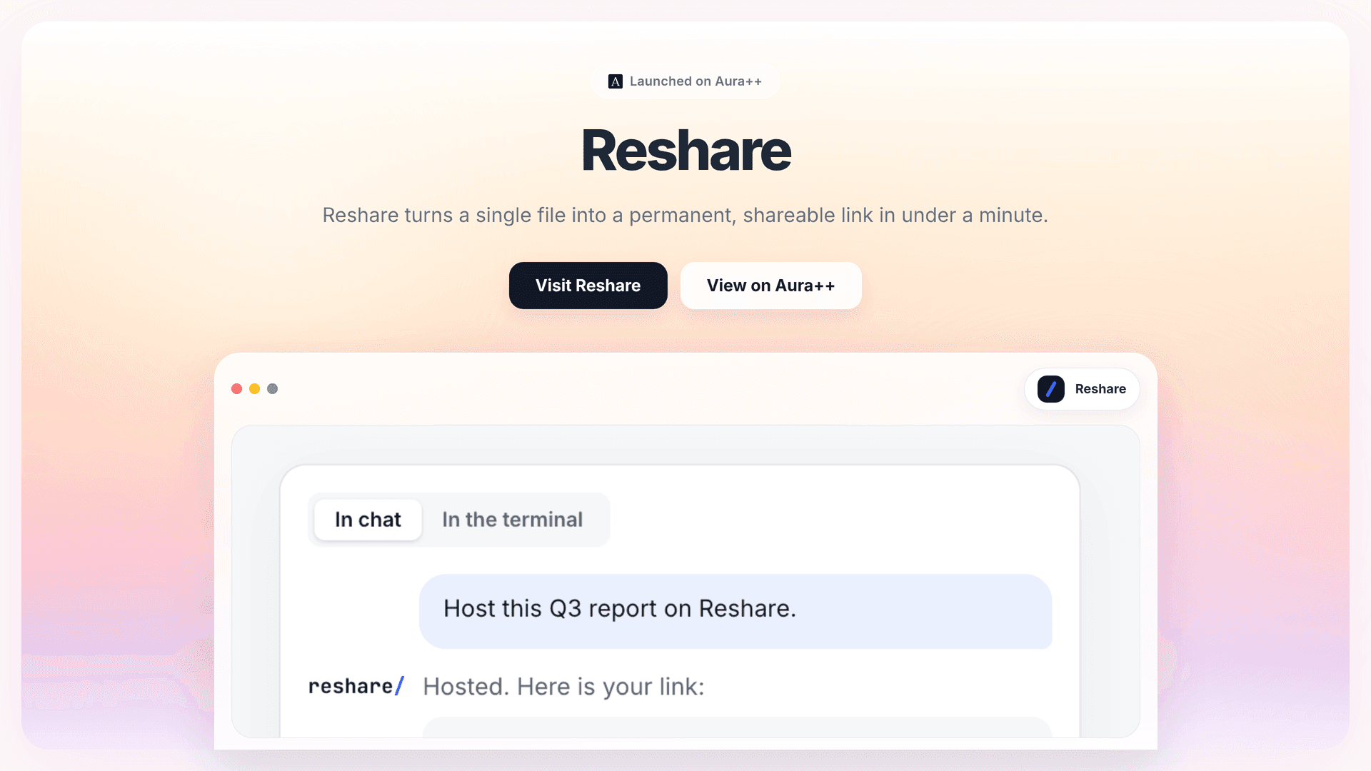 Reshare launch story featured image on Aura++
