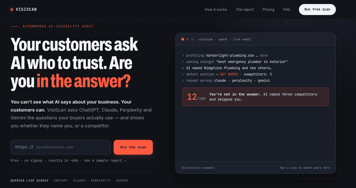 VisiScan product preview for startup listing on Aura++