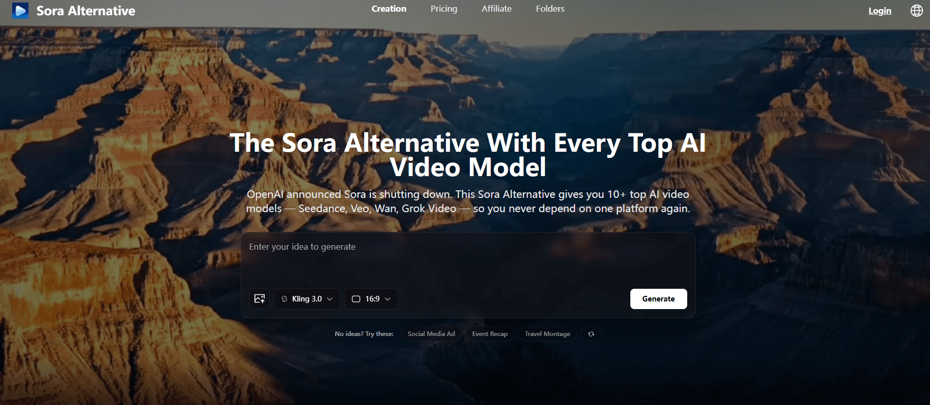Sora Alternative product preview for startup listing on Aura++
