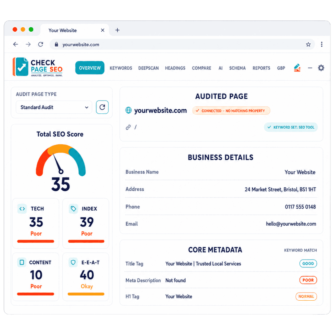 Check Page SEO Chrome Extension product preview for startup listing on Aura++