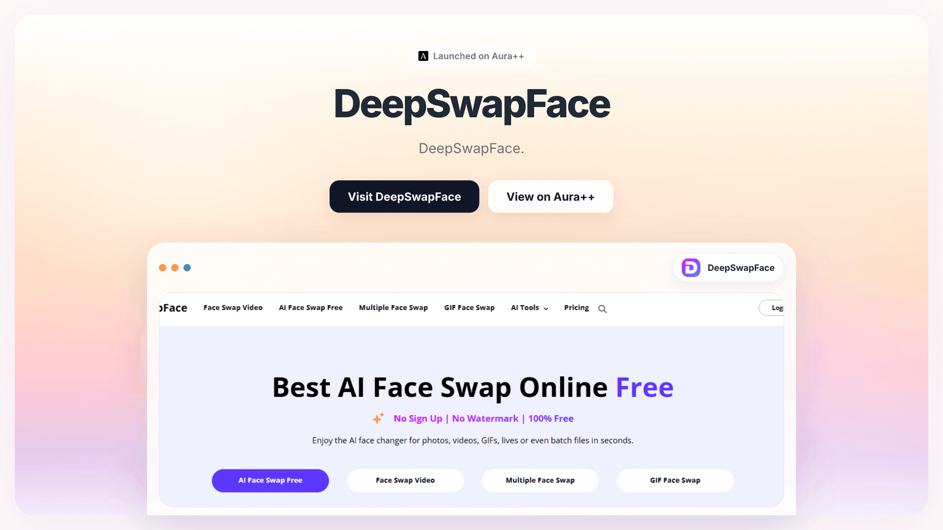 DeepSwapFace launch story featured image on Aura++