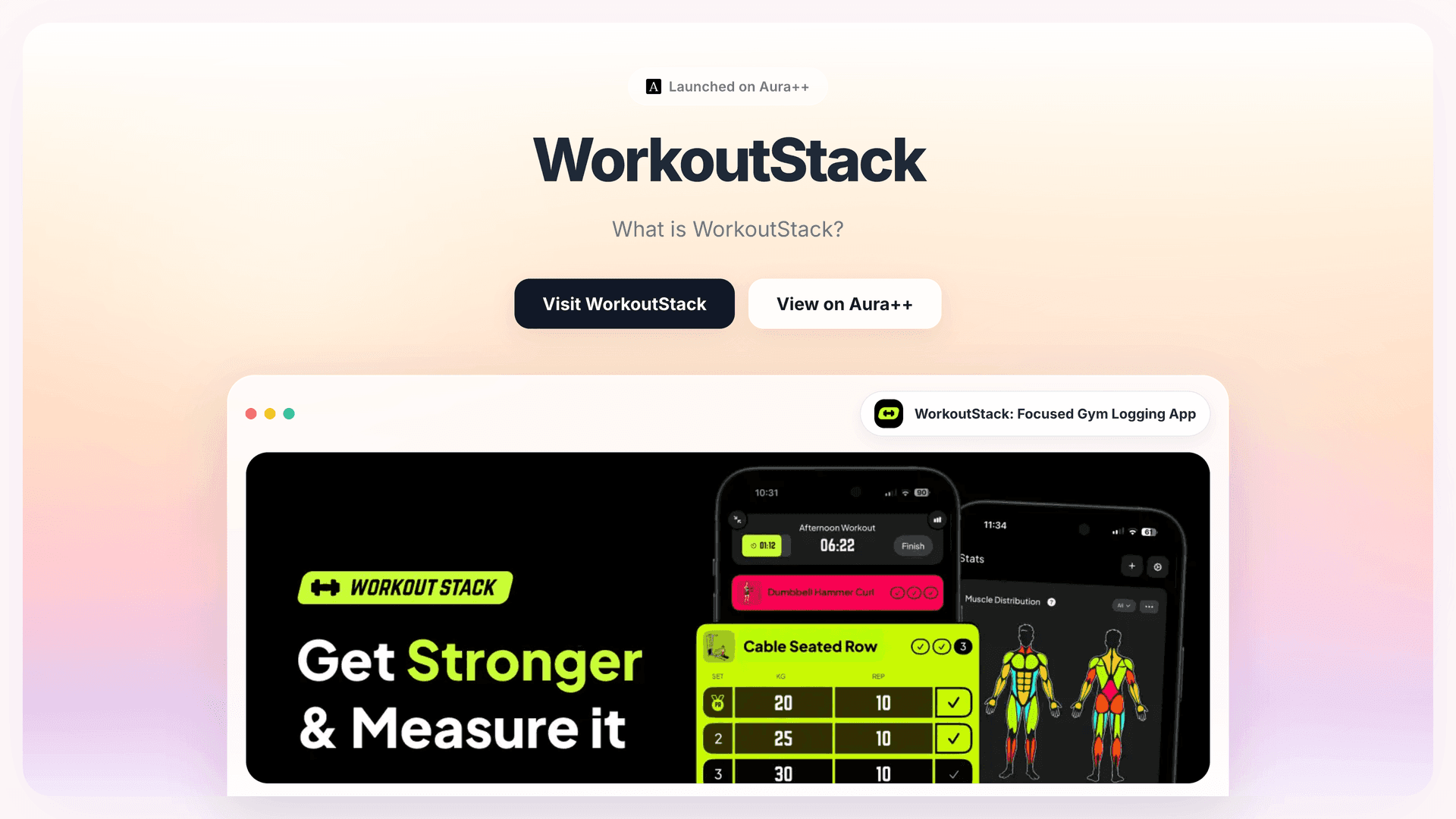 WorkoutStack: Focused Gym Logging App launch story featured image on Aura++