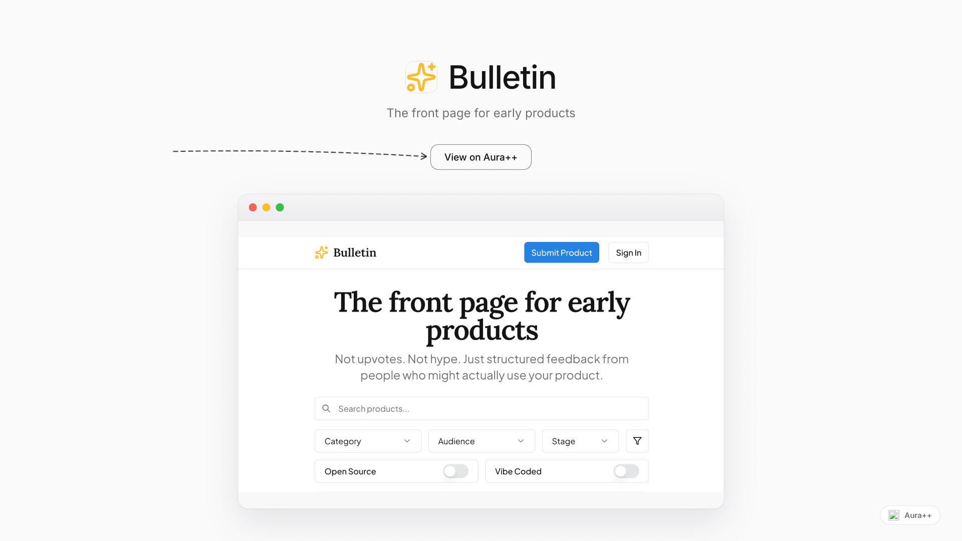Bulletin launch story featured image on Aura++