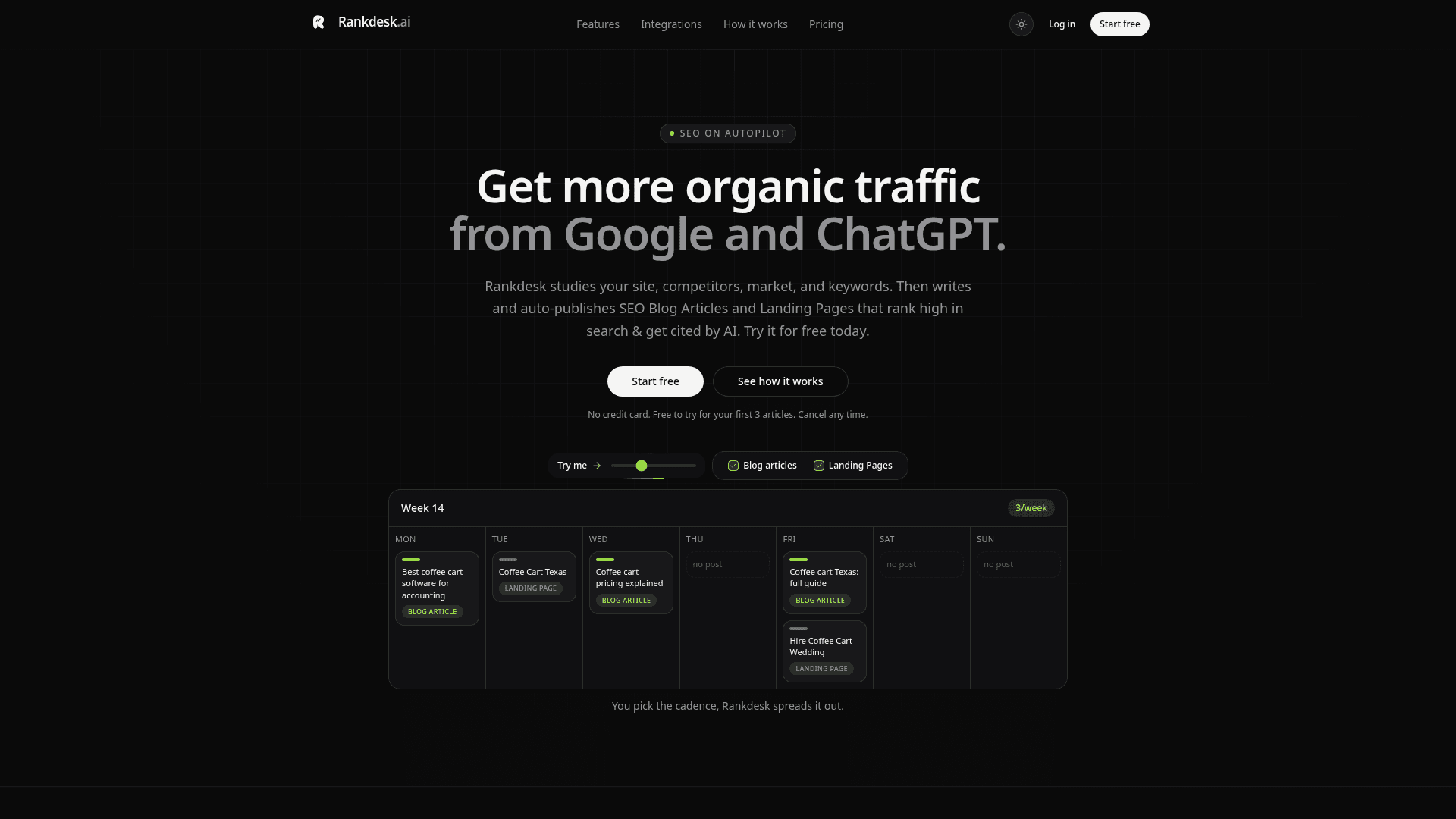 Rankdesk AI SEO Content Automation product preview for startup listing on Aura++