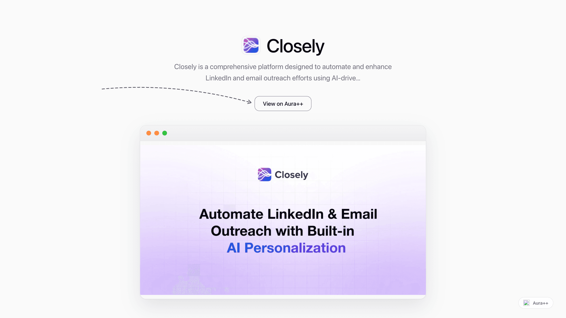 Closely - AI-Powered LinkedIn Outreach Platform launch story featured image on Aura++