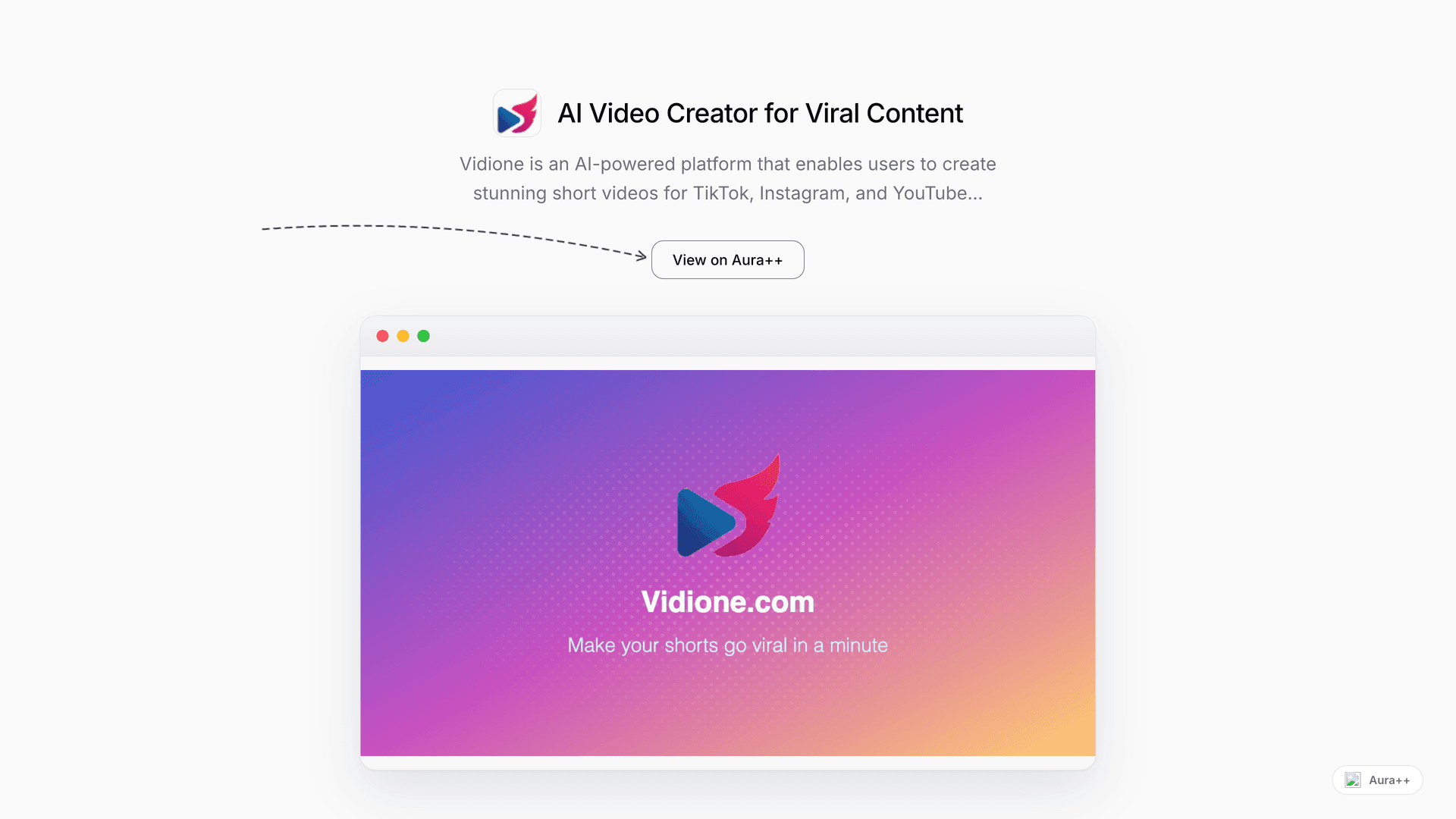 AI Video Creator for Viral Content launch featured image on Aura++