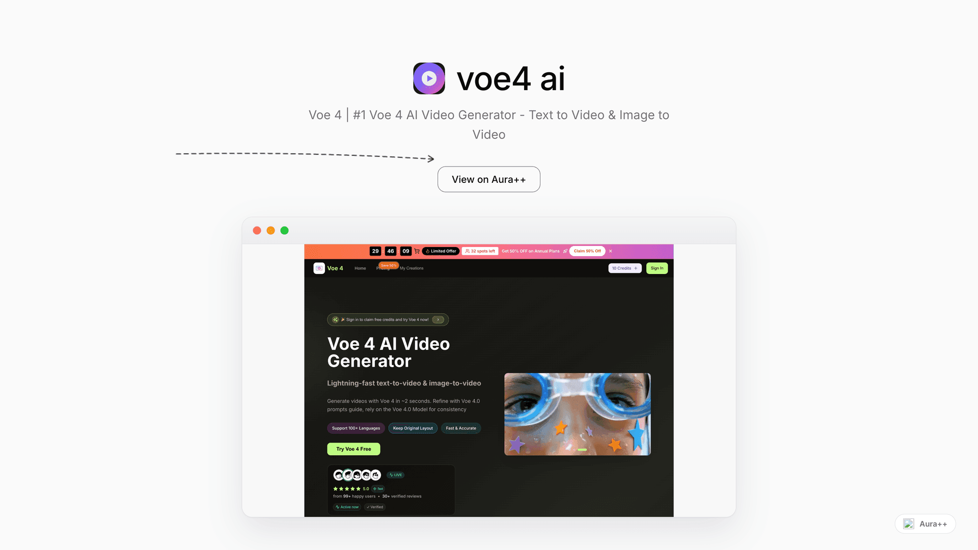 voe4 ai launch story featured image on Aura++