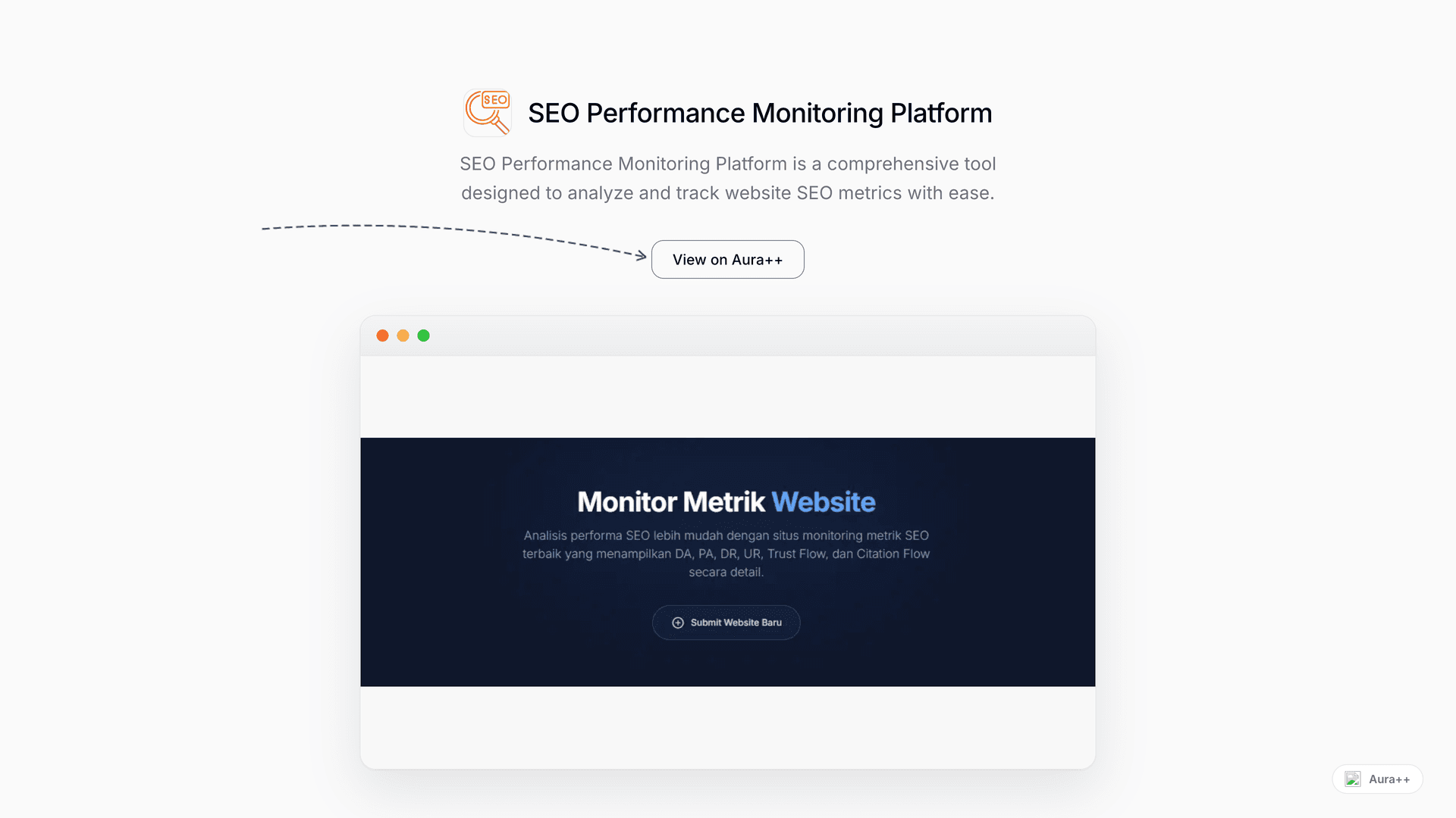 SEO Performance Monitoring Platform launch story featured image on Aura++
