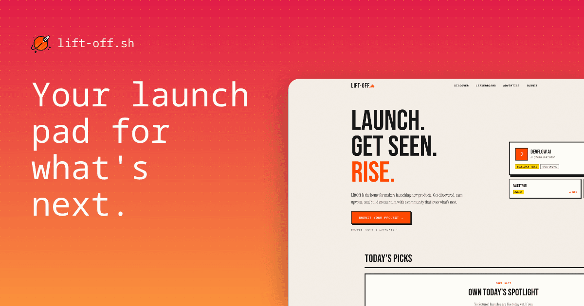 LiftOff: Product Launch Platform product preview for startup listing on Aura++