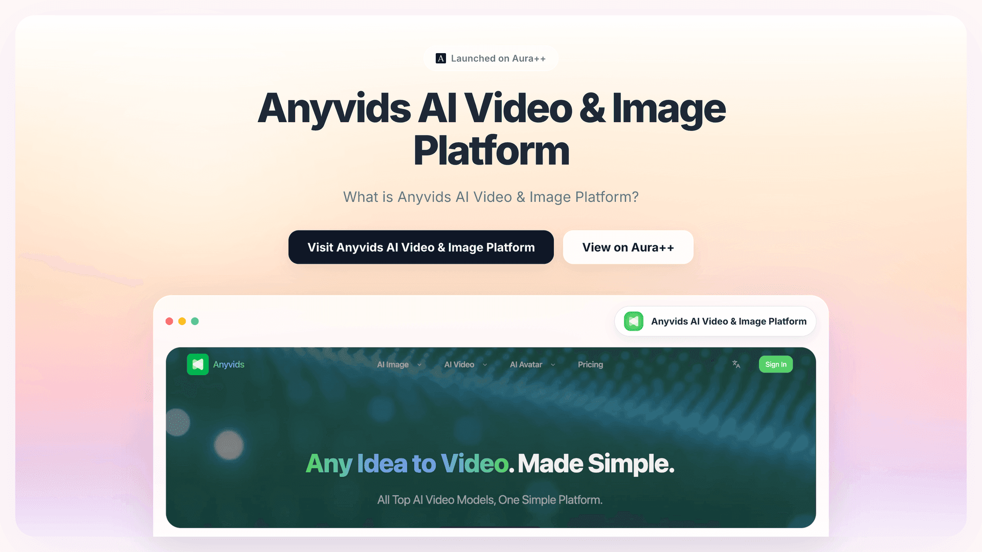 Anyvids AI Video & Image Platform launch featured image on Aura++