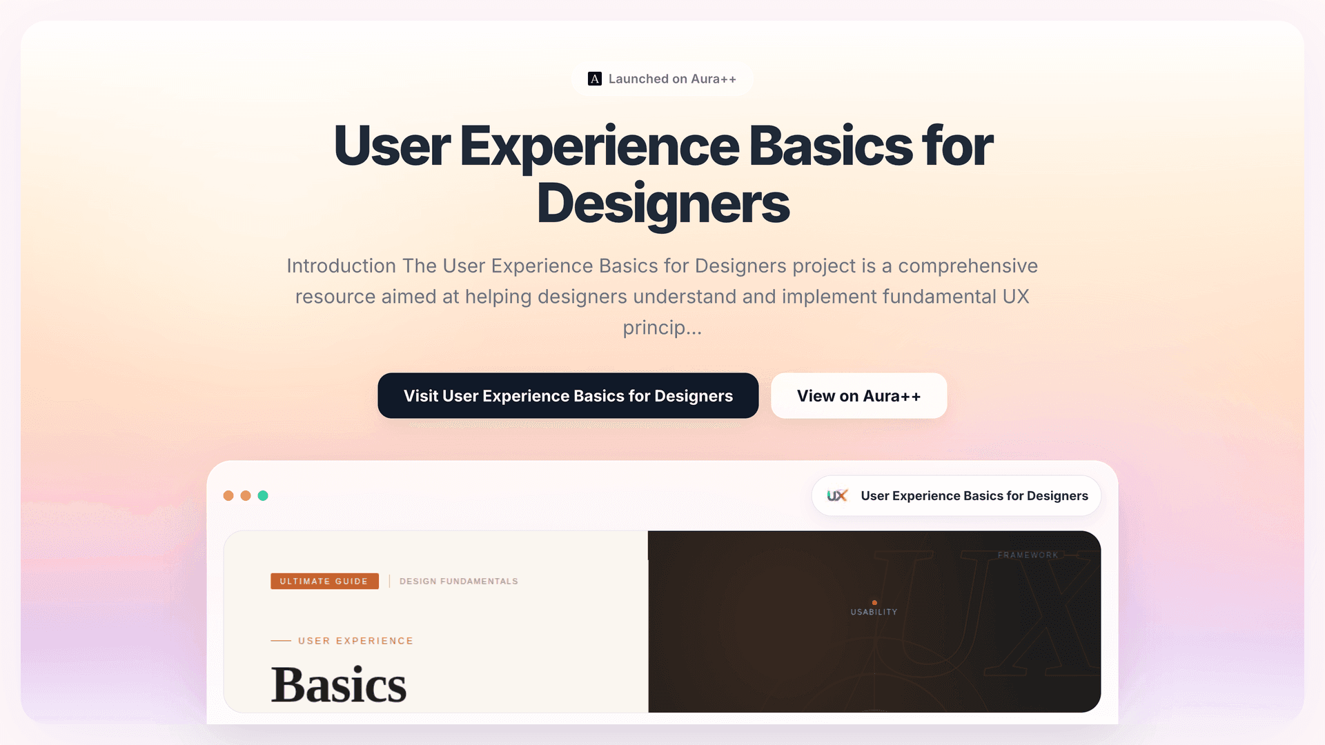 User Experience Basics for Designers launch story featured image on Aura++