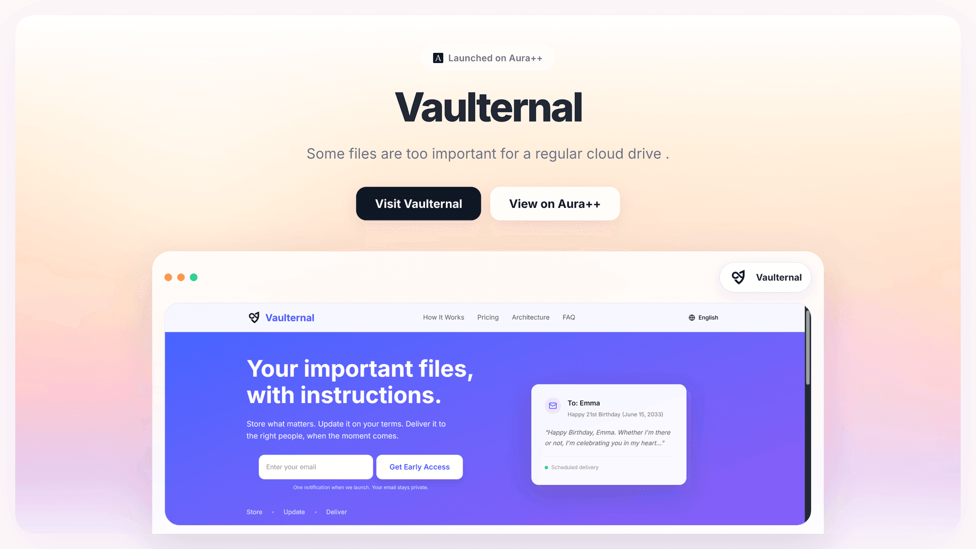 Vaulternal launch story featured image on Aura++