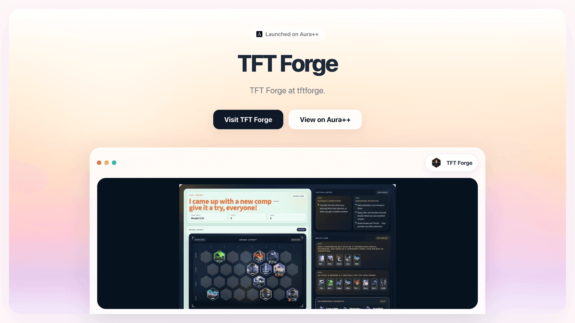 TFT Forge launch story featured image on Aura++