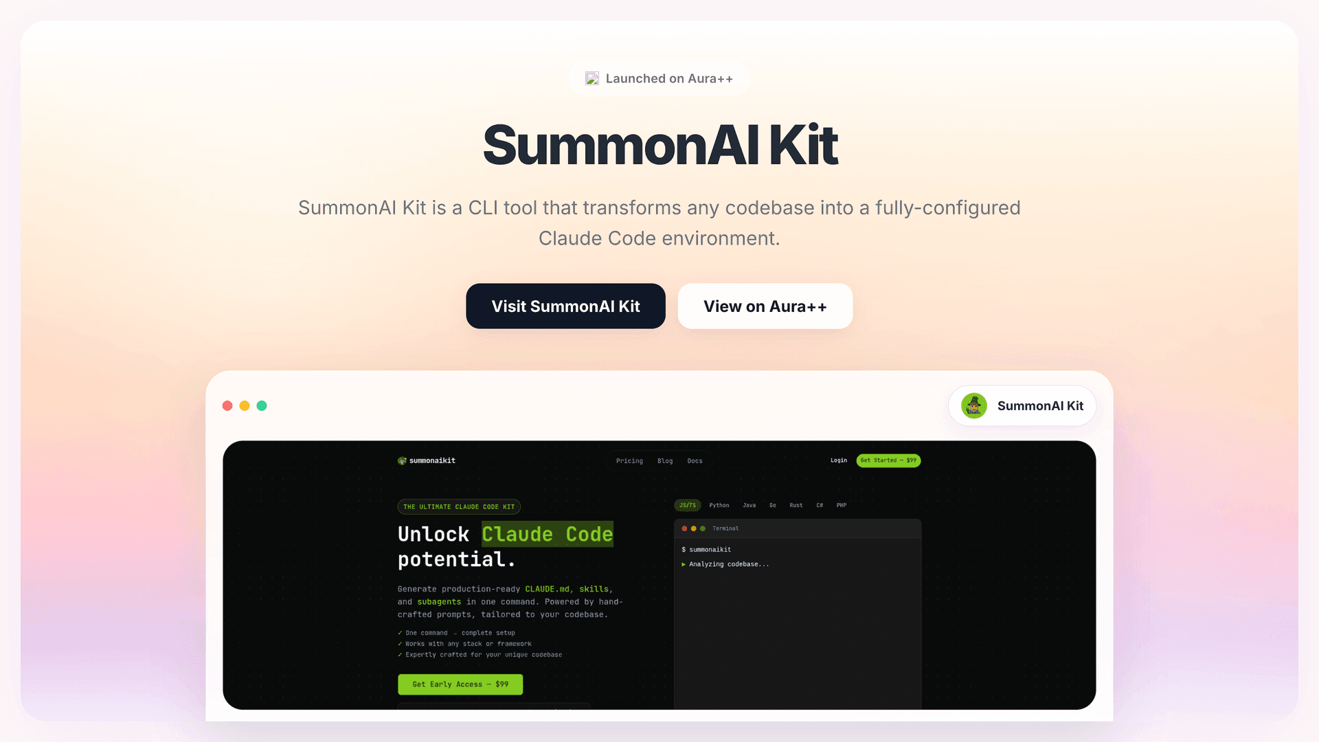 SummonAI Kit launch story featured image on Aura++