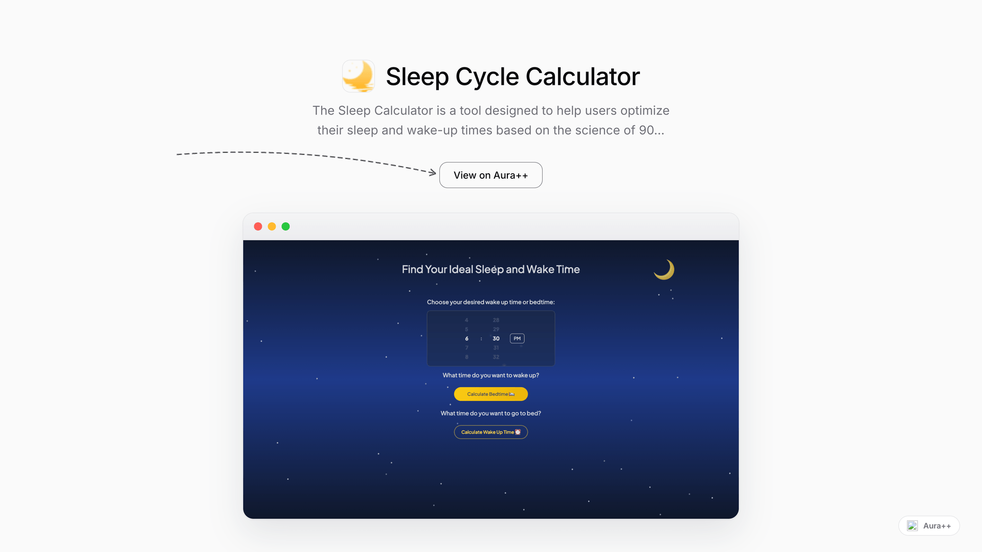 Sleep Cycle Calculator launch featured image on Aura++