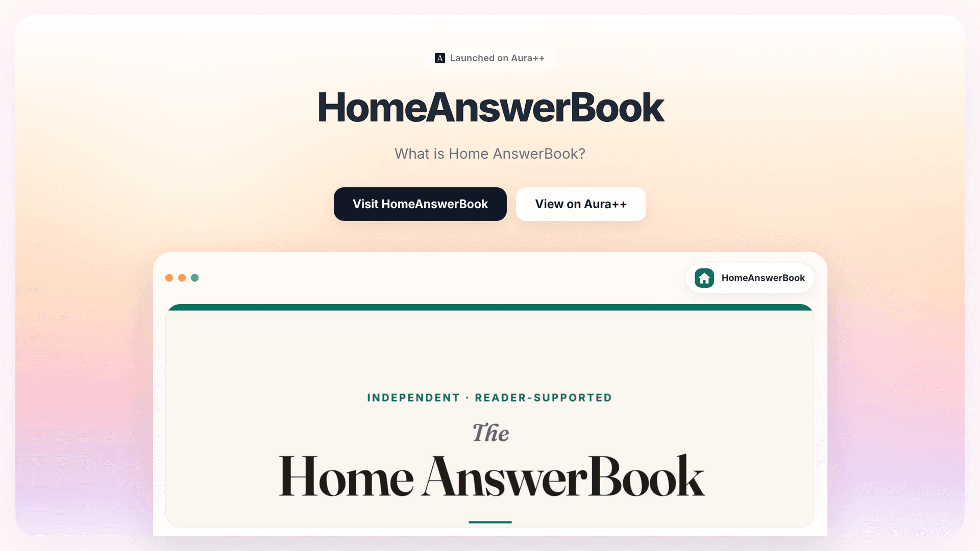 HomeAnswerBook launch story featured image on Aura++