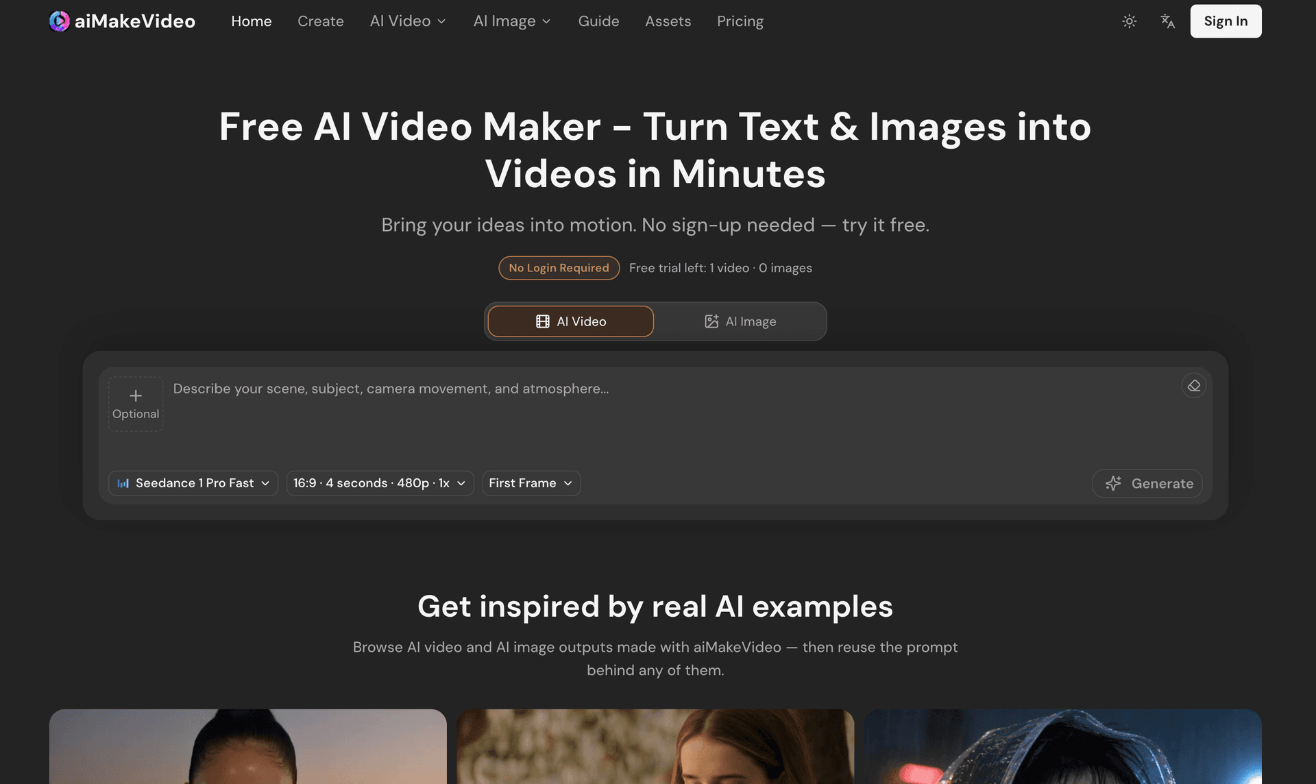 aiMakeVideo product preview for startup listing on Aura++