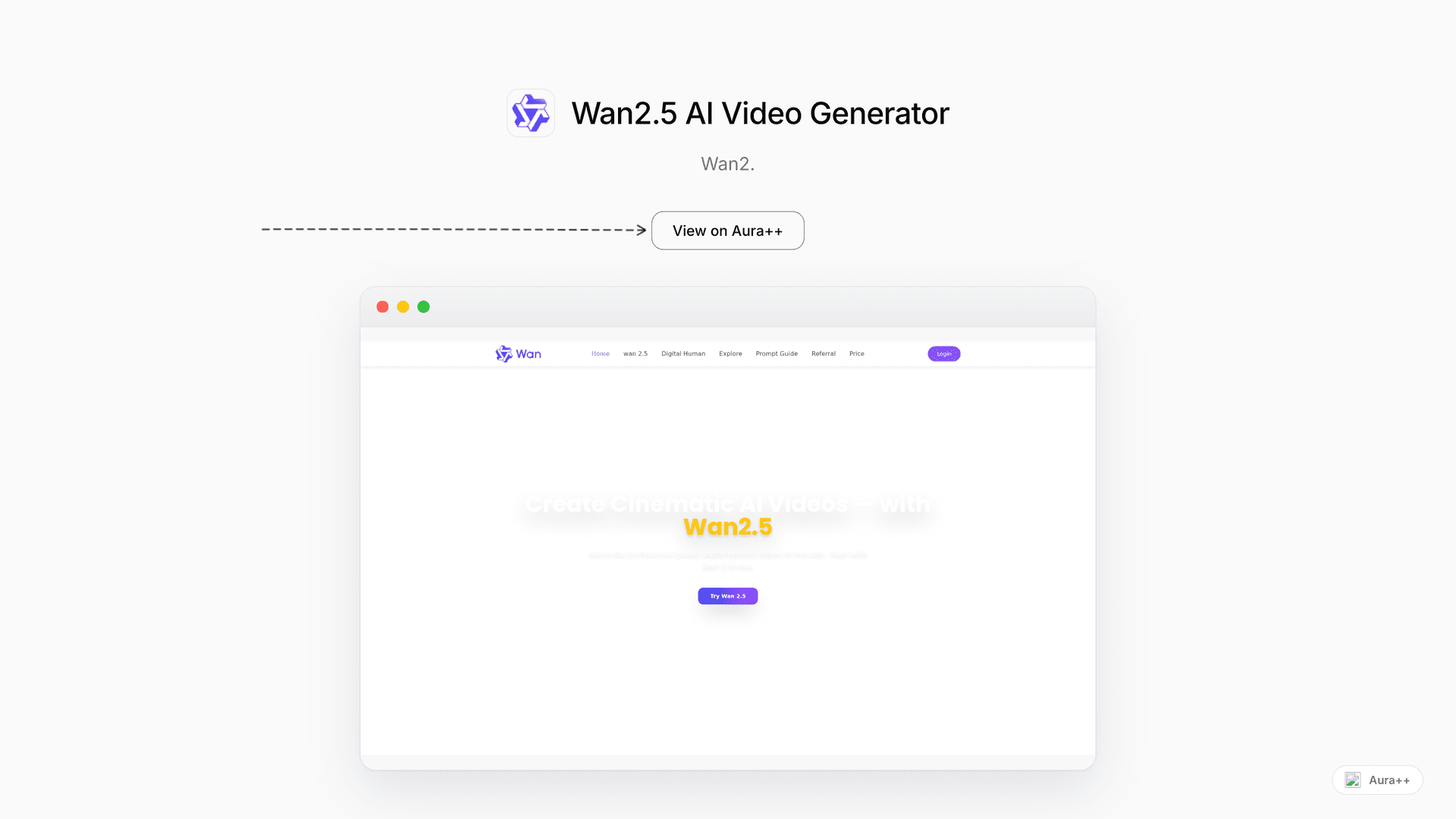 Wan2.5 AI Video Generator launch story featured image on Aura++
