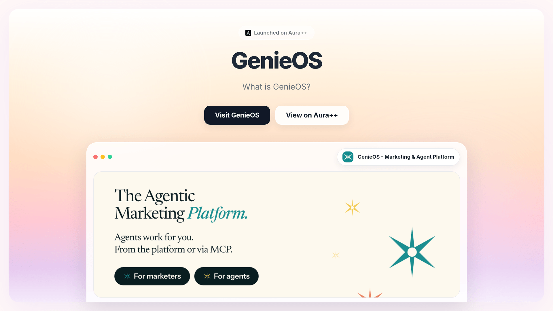 GenieOS - Marketing & Agent Platform launch story featured image on Aura++