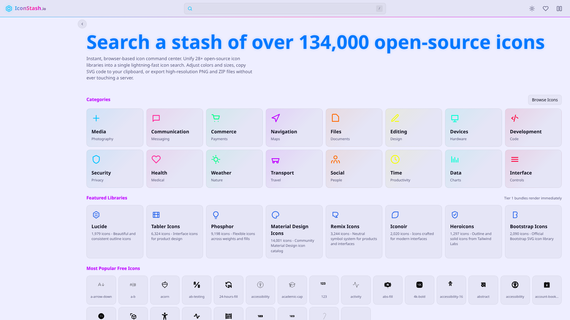 IconStash: Unified Open-Source Icon Search